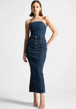 Denim Bandeau Corset Top