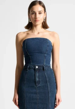Denim Bandeau Corset Top