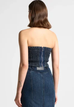 Denim Bandeau Corset Top