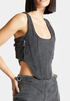 Denim Cargo Corset Top