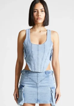 Denim Cargo Corset Top