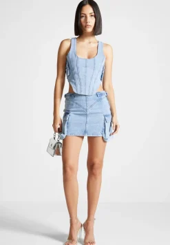 Denim Cargo Corset Top