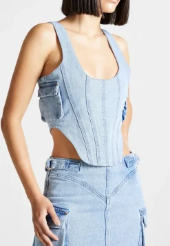 Denim Cargo Corset Top
