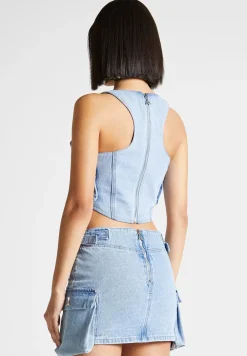 Denim Cargo Corset Top