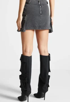 Denim Cargo Mini Skirt