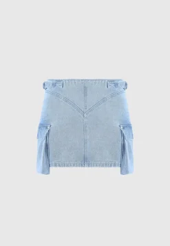 Denim Cargo Mini Skirt