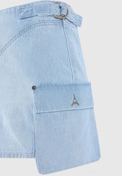 Denim Cargo Mini Skirt