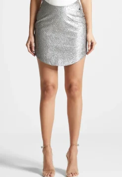 Dipped Waist Metallic Mini Skirt