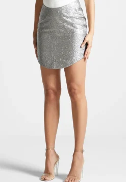 Dipped Waist Metallic Mini Skirt