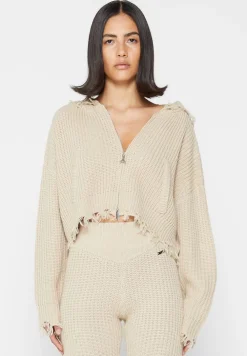 Distressed Chunky Knit Hoodie