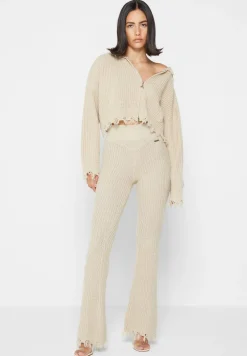 Distressed Chunky Knit Hoodie