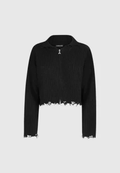 Distressed Chunky Knit Hoodie