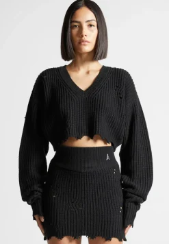 Distressed Knit Crop Jumper