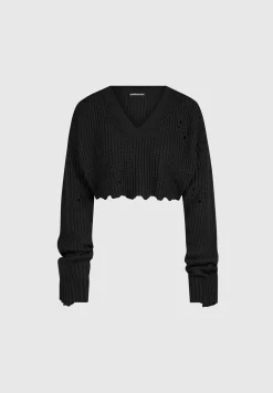Distressed Knit Crop Jumper