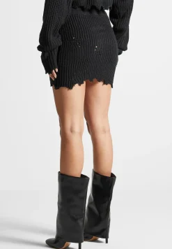 Distressed Knit Mini Skirt