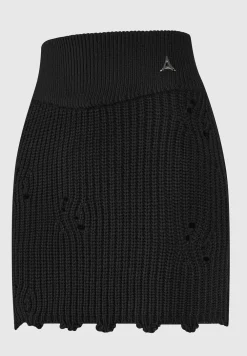 Distressed Knit Mini Skirt