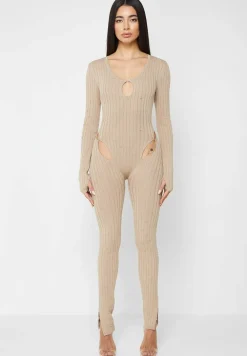 Distressed Knitted Cut Out Jumpsuit