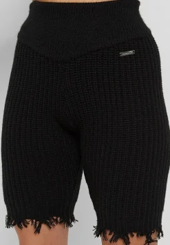 Distressed Knitted Cycling Shorts