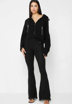 Distressed Knitted Fit And Flare Leggings