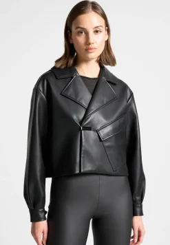 Double Breasted Vegan Leather Biker Jacket