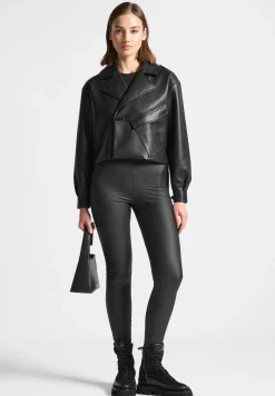 Double Breasted Vegan Leather Biker Jacket