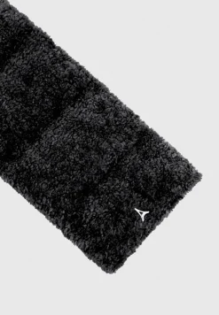 Eiffel Plush Mittens And Vegan Leather And Plush Puffer Scarf Set - Bl