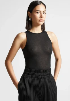 Eternelle Sheer Racer Neck Bodysuit