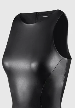 Eternelle Vegan Leather Racer Neck Bodysuit