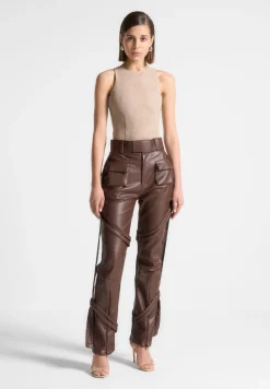 Eternelle Vegan Suede Racer Neck Bodysuit