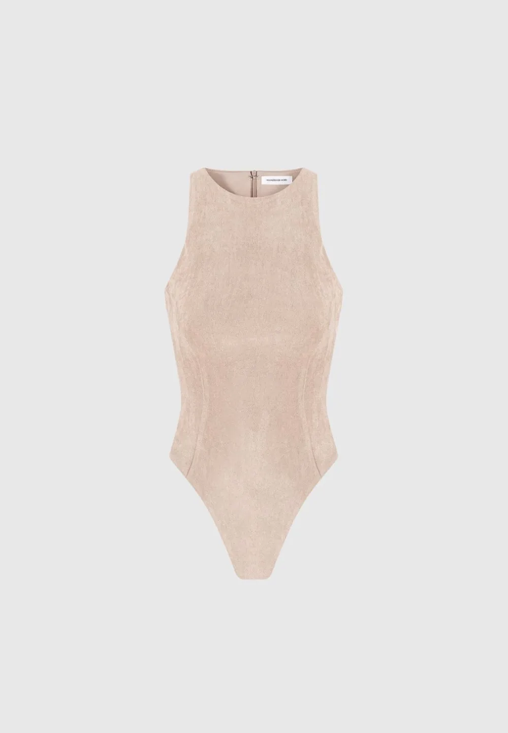 Eternelle Vegan Suede Racer Neck Bodysuit