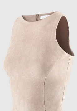 Eternelle Vegan Suede Racer Neck Bodysuit