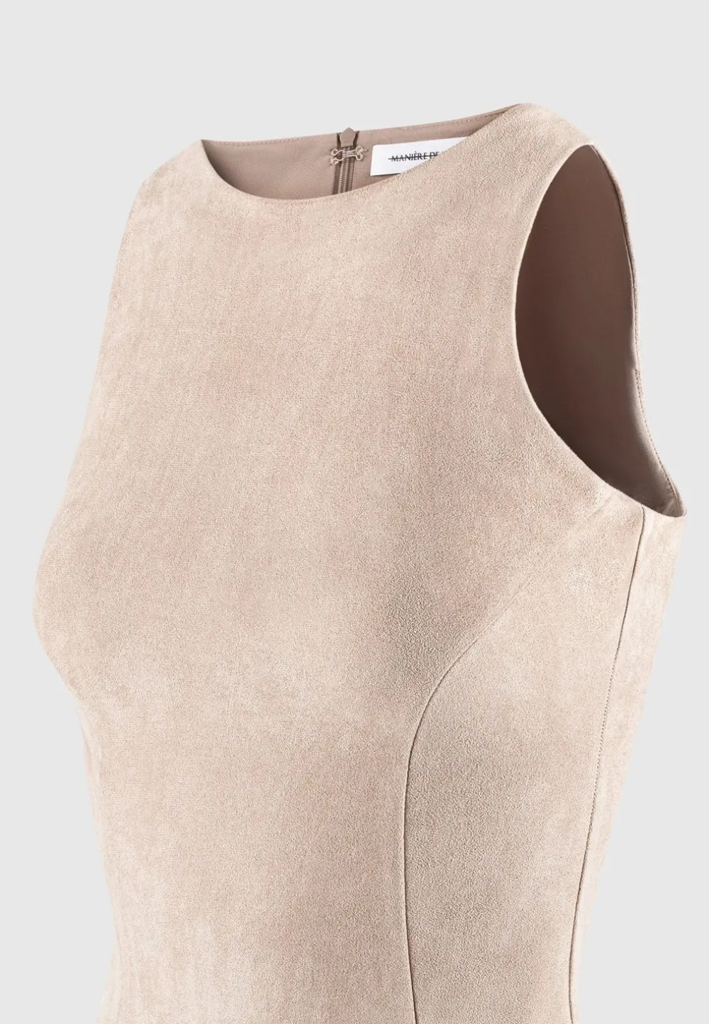 Eternelle Vegan Suede Racer Neck Bodysuit