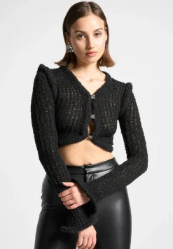 Flared Sleeve Textured Knit Cardigan