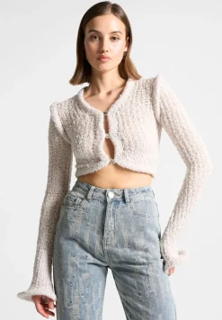 Flared Sleeve Textured Knit Cardigan