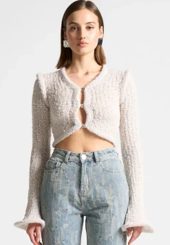 Flared Sleeve Textured Knit Cardigan