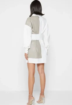 Half Vegan Leather Shirt Dress