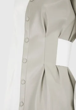 Half Vegan Leather Shirt Dress
