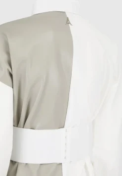 Half Vegan Leather Shirt Dress