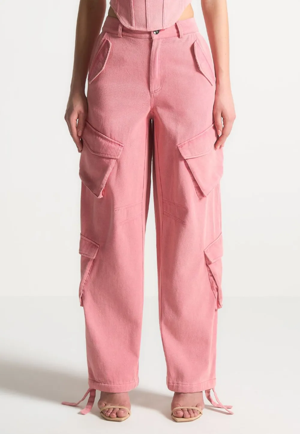 High Waisted Cargo Pants - Washed
