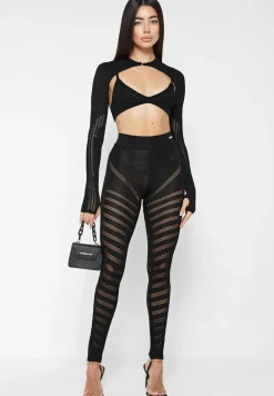 High Waisted Knitted Spiral Contour Leggings