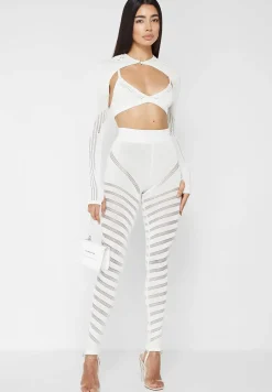 High Waisted Knitted Spiral Contour Leggings