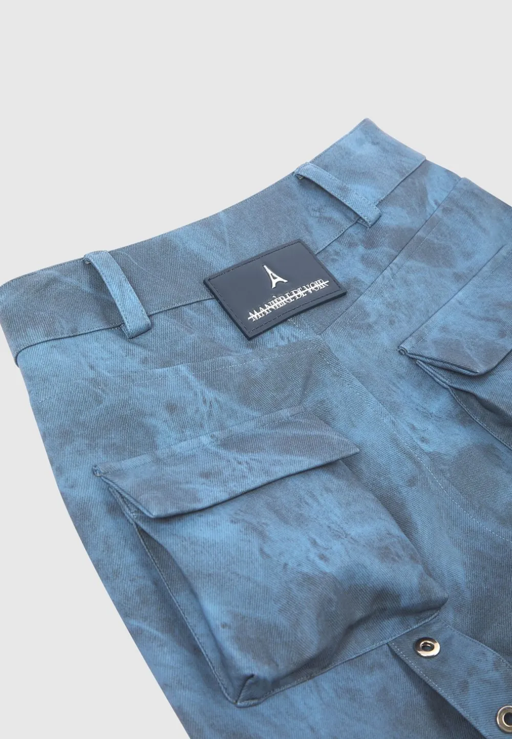 High Waisted Vintage Marble Leather Cargo Pants - Washed