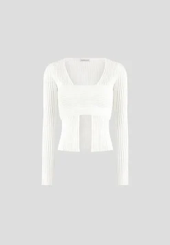 3-In-1 Knit Overlay Bandeau Cardigan