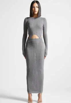 2-In-1 Long Sleeve Knitted Midaxi Dress