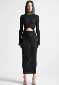 2-In-1 Long Sleeve Knitted Midaxi Dress