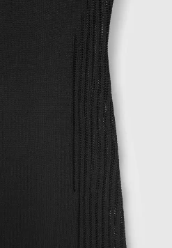 Knitted Contour Dress With Vegan Leather Sleeves