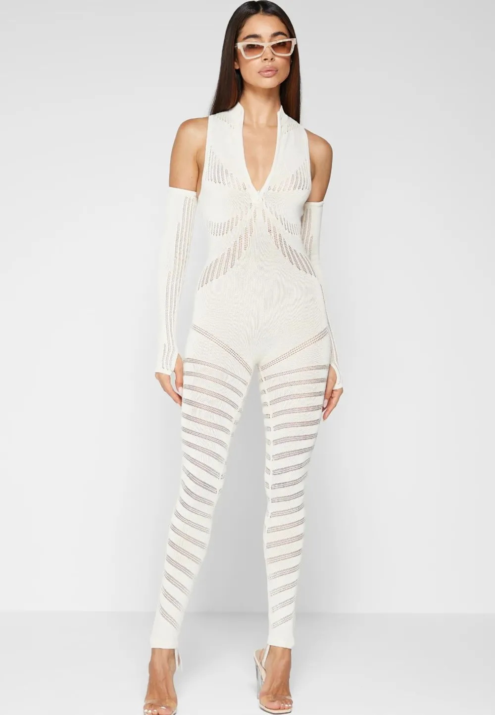 Knitted Contour Jumpsuit With Sleeves