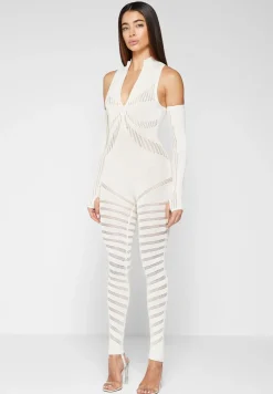 Knitted Contour Jumpsuit With Sleeves