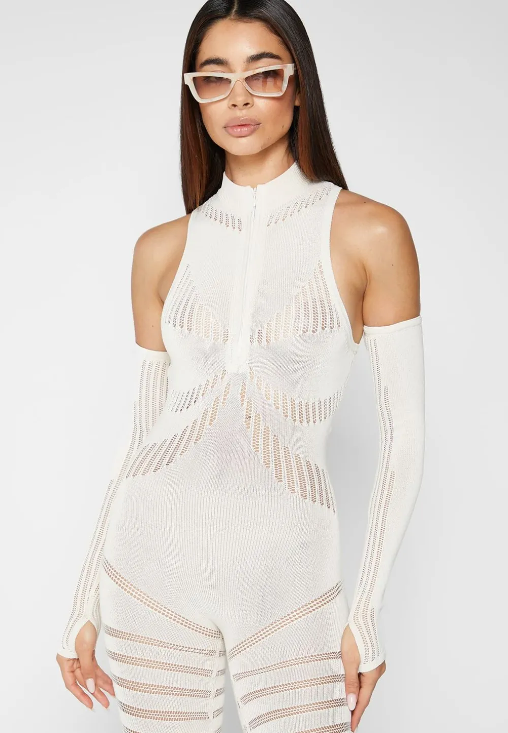 Knitted Contour Jumpsuit With Sleeves