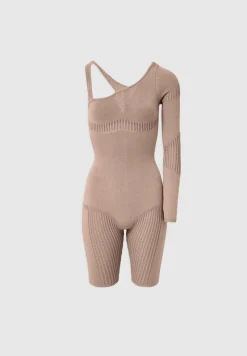 Knitted Contour One Sleeve Playsuit